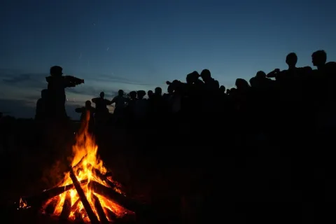 Campfire at night
