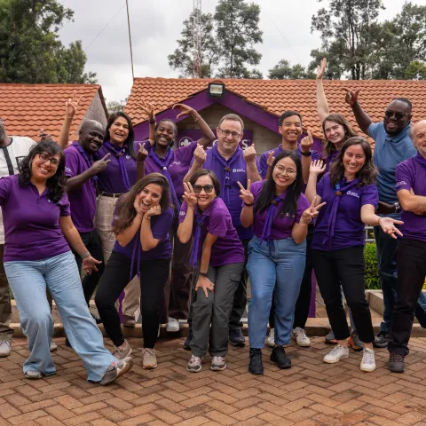 World Scouting staff pose in front of the Africa Scout Support Centre