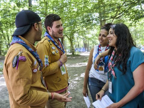 some scouts talking with each other