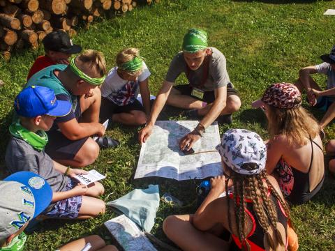 Scouts sitting together in a cirlcle