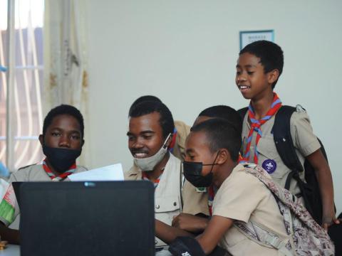 Boy Scouts in Madagascar participate in the Jamboree On The Internet (JOTI)