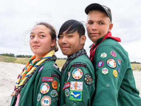 Scouts in Denmark pose for a photo