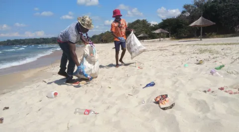 Recycling Plastic Waste, a waste management and clean-up project for Lake Malawi beaches by Scouts of the Scout Association of Malawi.