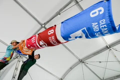 The World Scouting team prepares the Ban Ki-moon SDG Village for the World Scout Jamboree