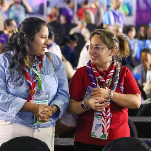 Scouts leaders talking to each other